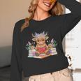 Cute Baby Highland Cow Reading Book Lover Toddler Unisex Long Sleeve T-Shirt