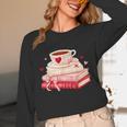 Cute Books And Coffee Crochet Valentines Day Tee For Couples Unisex Long Sleeve T-Shirt