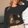 Cute Cat Book Flowers Unisex Long Sleeve T-Shirt