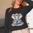 Cute Elephant Reading Universe Book Unisex Long Sleeve T-Shirt Cute Elephant Reading Universe Book Unisex Long Sleeve T-Shirt