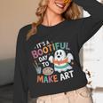 Cute Ghost Book Halloween Spooky Boo School Art Teacher Unisex Long Sleeve T-Shirt