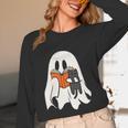 Cute Ghost Cat Reading Book Spooky Season Halloween Costume Unisex Long Sleeve T-Shirt Cute Ghost Cat Reading Book Spooky Season Halloween Costume Unisex Long Sleeve T-Shirt