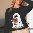 Cute Ghost Holding Books Bookish Christmas Unisex Long Sleeve T-Shirt