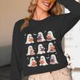 Cute Ghost Reading Book Lovers Halloween Ghost Unisex Long Sleeve T-Shirt
