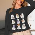 Cute Ghost Reading Books Teacher Halloween Reading Men Women Kids Unisex Long Sleeve T-Shirt