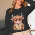 Cute Highland Cow Reading Book Unisex Long Sleeve T-Shirt Cute Highland Cow Reading Book Unisex Long Sleeve T-Shirt