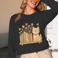 Cute Kawaii Cat Books Flowers Unisex Long Sleeve T-Shirt
