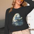 Cute Manatee Reading Book Bookworm Readers Manatee Lover Unisex Long Sleeve T-Shirt