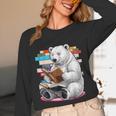Cute Polar Bear Is Reading a Book Reading Polar Bear Unisex Long Sleeve T-Shirt