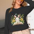 Cute Rabbit And Book Women Girls Reading Book Rabbit Lover Unisex Long Sleeve T-Shirt