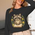 Cute Raccoon Reading Book Flowers Floral Unisex Long Sleeve T-Shirt Cute Raccoon Reading Book Flowers Floral Unisex Long Sleeve T-Shirt