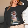 Cute Tiger With Book Floral Bookworm Librarian Book Lover Unisex Long Sleeve T-Shirt