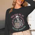 Dark Romance Had Me At Trigger Warning Skeleton Smutt Book Unisex Long Sleeve T-Shirt