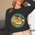 Dog Reading Book Rain Cozy Umbrella Cute Art Men Unisex Long Sleeve T-Shirt