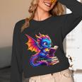 Dragon Reading a Book Bookworm Book Lover Unisex Long Sleeve T-Shirt