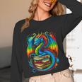 Dragon Reading Colorful Fantasy Book Lover Unisex Long Sleeve T-Shirt Dragon Reading Colorful Fantasy Book Lover Unisex Long Sleeve T-Shirt
