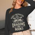 Easily Distracted By Books & Dragons Bookworm Reading Unisex Long Sleeve T-Shirt Easily Distracted By Books & Dragons Bookworm Reading Unisex Long Sleeve T-Shirt
