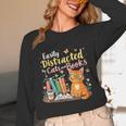 Easily Distracted By Cats And Books Book & Cat Lover Unisex Long Sleeve T-Shirt Easily Distracted By Cats And Books Book & Cat Lover Unisex Long Sleeve T-Shirt