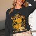 Easily Distracted By Cats And Books Cute Cat Book Lover Unisex Long Sleeve T-Shirt Easily Distracted By Cats And Books Cute Cat Book Lover Unisex Long Sleeve T-Shirt