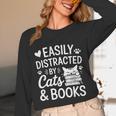Easily Distracted By Cats And Books Reading Apparel Unisex Long Sleeve T-Shirt Easily Distracted By Cats And Books Reading Apparel Unisex Long Sleeve T-Shirt