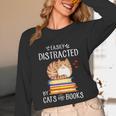 Easily Distracted By Cats And Books Reading Lover Bookish Unisex Long Sleeve T-Shirt Easily Distracted By Cats And Books Reading Lover Bookish Unisex Long Sleeve T-Shirt