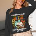 Easily Distracted By Dragons Books Cats Fantasy Book Lover Unisex Long Sleeve T-Shirt Easily Distracted By Dragons Books Cats Fantasy Book Lover Unisex Long Sleeve T-Shirt