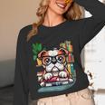 English Bulldog Reading a Book Dog Unisex Long Sleeve T-Shirt