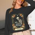 Floral Tarot Card The Reader Skeleton Reading Book Unisex Long Sleeve T-Shirt