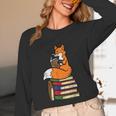 Fox Books Read Reading Librarian America Men Women Kids Unisex Long Sleeve T-Shirt