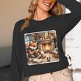 Fox Reads By Fireplace In Cabin Rustic Book Cozy Cup Tea Unisex Long Sleeve T-Shirt Fox Reads By Fireplace In Cabin Rustic Book Cozy Cup Tea Unisex Long Sleeve T-Shirt
