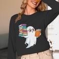 Ghost Reading Books Halloween Library Unisex Long Sleeve T-Shirt