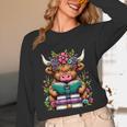 Highland Cow Book Floral Bookworm Unisex Long Sleeve T-Shirt Highland Cow Book Floral Bookworm Unisex Long Sleeve T-Shirt