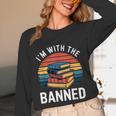 I'm With The Banned Stack Of Books Vintage Sunset Retro Unisex Long Sleeve T-Shirt