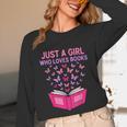 Just A Girl Who Loves Books Butterflies Reading Unisex Long Sleeve T-Shirt