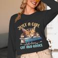 Just a Girl Who Loves Cats And Books Kitties Pet Art Lover Unisex Long Sleeve T-Shirt