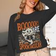 Library Halloween Book Lover Ghost With Books Unisex Long Sleeve T-Shirt