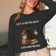 Life Is Better With Cats And Books Cute Cat Lover For Men Women Kids Unisex Long Sleeve T-Shirt Life Is Better With Cats And Books Cute Cat Lover For Men Women Kids Unisex Long Sleeve T-Shirt