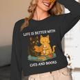 Life Is Better With Cats And Books Cute Cat Lover Unisex Long Sleeve T-Shirt Life Is Better With Cats And Books Cute Cat Lover Unisex Long Sleeve T-Shirt