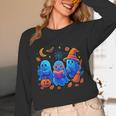 Little Ghost Coffee Tee Spooky Season Ghost Reading Book Unisex Long Sleeve T-Shirt