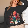 Octopus Reading Books Tea Coffee Unisex Long Sleeve T-Shirt
