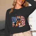 Patriotic German Shepherd Dog Books Baseball American Flag Unisex Long Sleeve T-Shirt