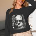 Rabbit Reading Book Full Moon Lake Scenery Unisex Long Sleeve T-Shirt