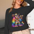 Rainbow Pride Bigfoot Reading Book With Heart Glasses Unisex Long Sleeve T-Shirt