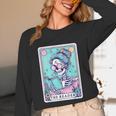 The Reader Retro Reading Skeleton Books Flowers Tarot Card Unisex Long Sleeve T-Shirt