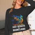 Reading Lover Easily Distracted By Dragons And Books Dragon Unisex Long Sleeve T-Shirt
