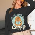 Reading Makes Me Cappy Bookworm Capybara Book Reading Unisex Long Sleeve T-Shirt