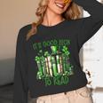 Retro Book Lucky Reading Teacher St Patrick's Day -Adults Small Cotton Blend Polyester Blend Short Sleeve Unisex Long Sleeve T-Shirt