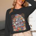 Retro Floral Red & Booked Library Reading 4th Of July Unisex Long Sleeve T-Shirt Retro Floral Red & Booked Library Reading 4th Of July Unisex Long Sleeve T-Shirt