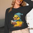 Rubber Duck Reading Book Rubber Duckie Reader Coffee Lover Unisex Long Sleeve T-Shirt