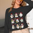 Santa Ghost Reading Books Christmas Library Teacher Unisex Long Sleeve T-Shirt